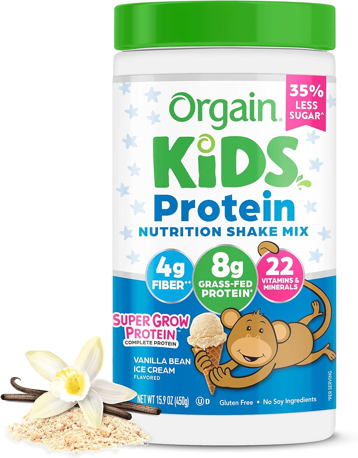 Orgain Kids Protein Powder Shake Mix, Vanilla Bean Ice Cream - 8g Dair1 Pounds