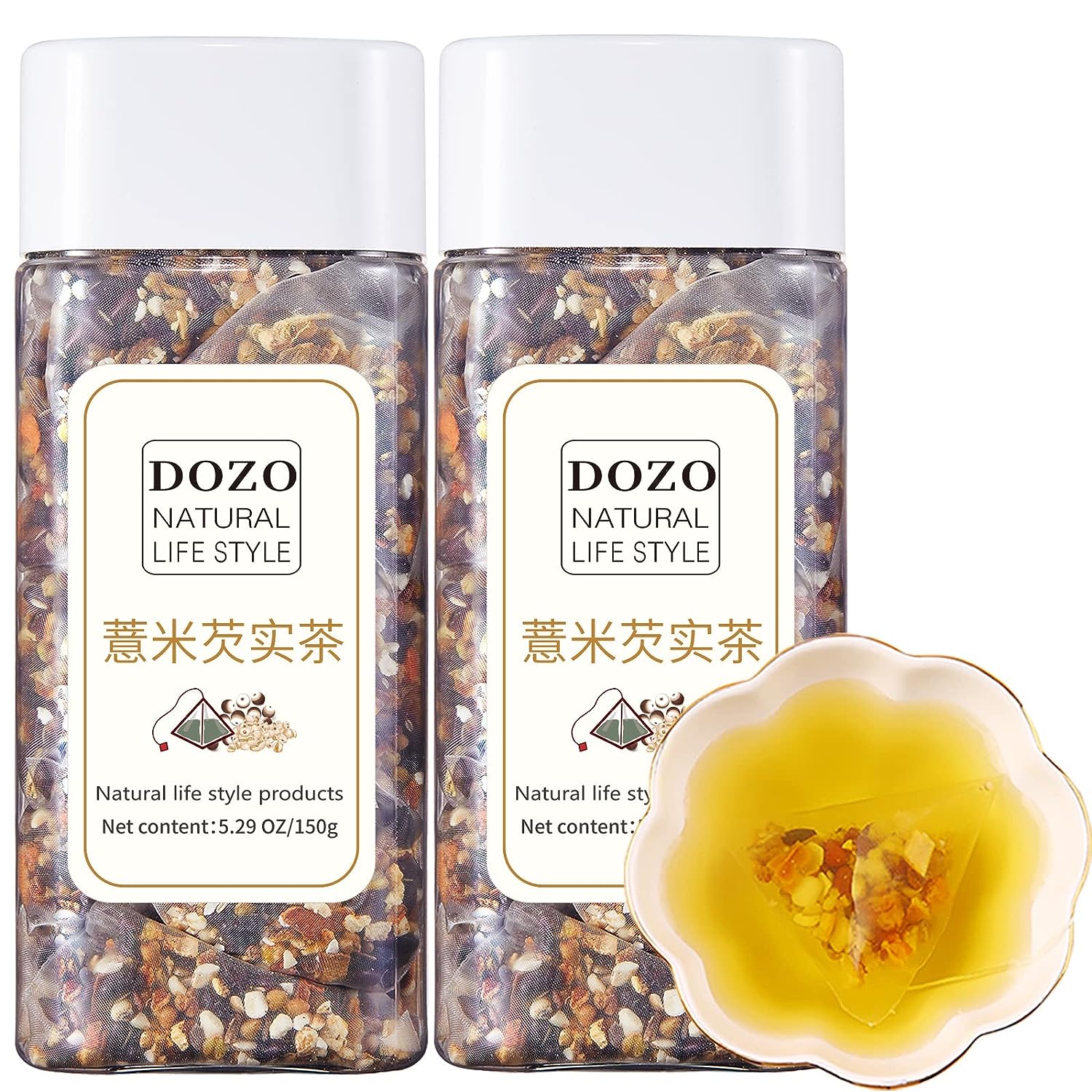 DOZO Red Bean Coix Seed Tea Bags Clearing Dampness (30 pack) Chixiaodou Bean Job’s Tears Gorgon Tartary Buckwheat Combination Tea No Additives ???????? ???
