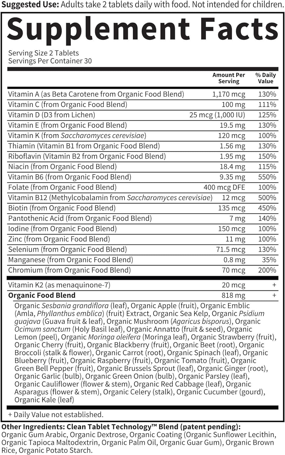 Garden of Life Organics Whole Food Multivitamin for Men, 60 Tablets, V