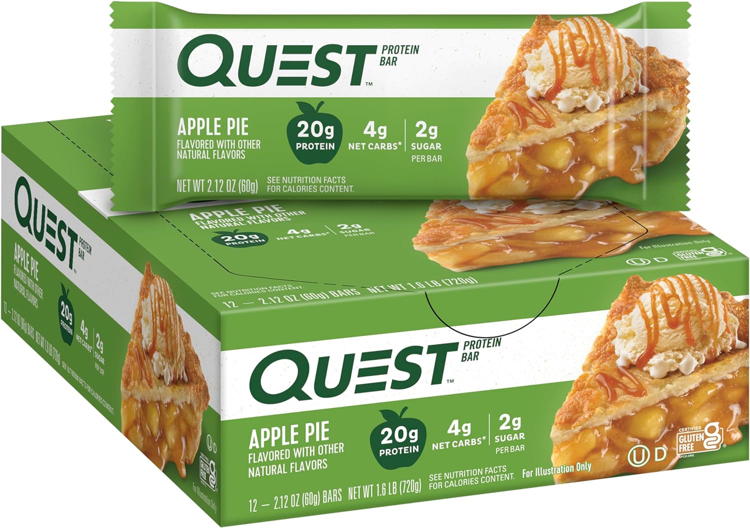 Quest Nutrition Apple Pie Protein Bar, 20G Protein, 4G Net Carbs, 2G S1.59 Pounds