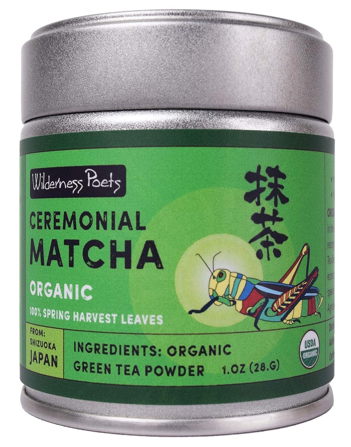 Ceremonial Grade Matcha Green Tea Powder - Organic, Sustainably Farmed in Shizuoka Japan - GMO Free, Vegan, Pure (Makes 20-30 Servings). by Wilderness Poets