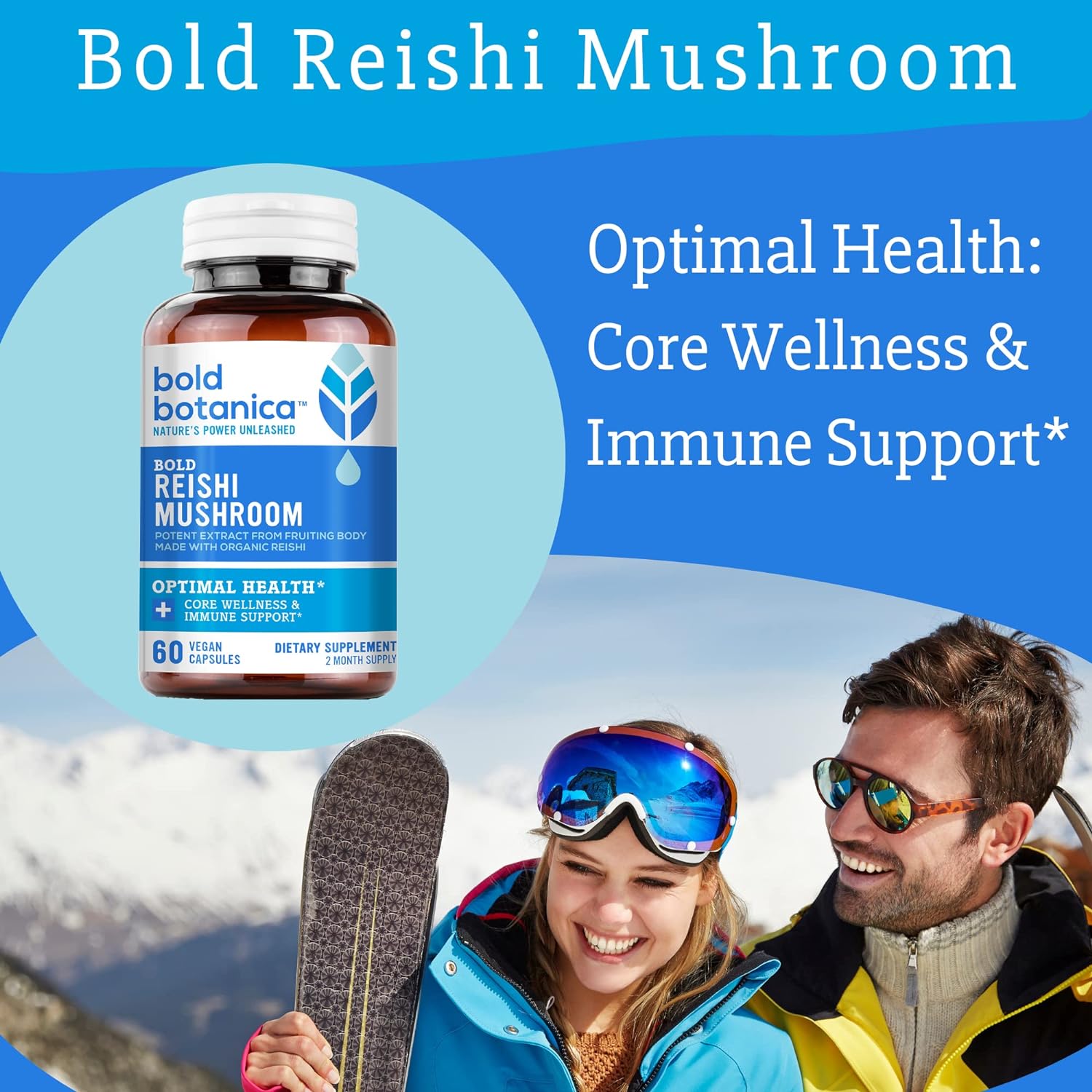 Bold Botanica Reishi Mushroom Capsules - 100% Fruiting Body - Concentr