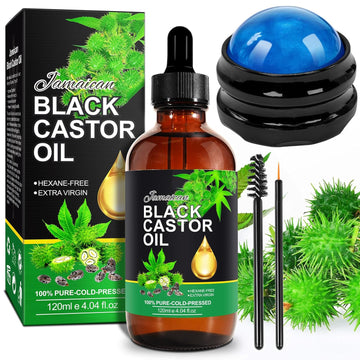 XSHKLI Jamaican Black Castor Oil Glass Bottle Castor Oil for Eyelashes and Eeyebrows Hair Oils for Hair Growth Skin Care