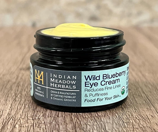 Indian Meadow Herbals Wild Blueberry Eye Cream (.5) - Under Eye Cream for Puffy Eyes & Fine Lines – Anti-Aging Eye Care w/ Organic Herbs, Oils