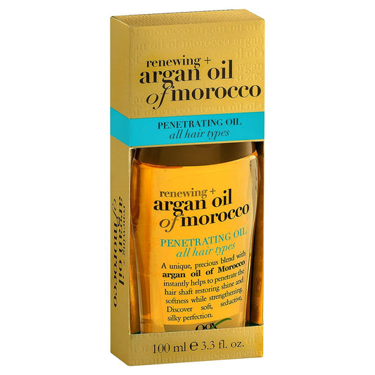 OGX Renewing + Argan Oil of Morocco Penetrating Hair Oil Treatment, Moisturizing & Strengthening Silky Hair Oil for All Hair Types, Paraben-Free, Sulfated-Surfactants Free, 3.3