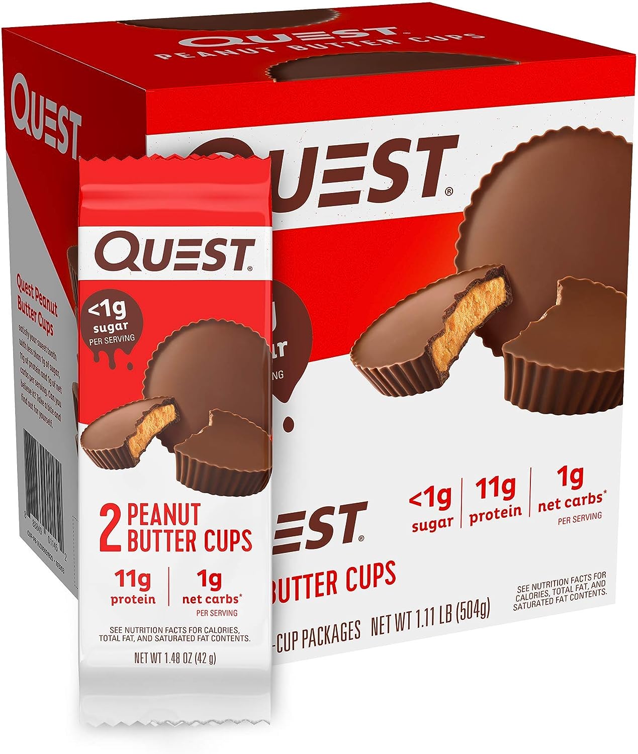 Quest Nutrition High Protein Low Carb, Gluten Free, Keto Friendly, Peanut Butter Cups, 12 Count (Pack of 1) (total- 17.7