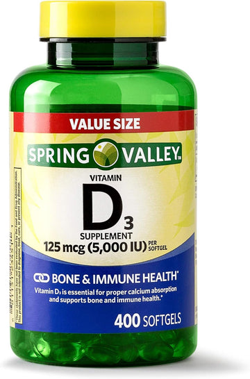 Mohsin Skerdy Spring Valley Vitamin D3 Supplement 125 Mcg 5,000 Iu Sof