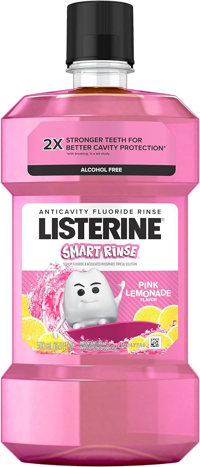 Listerine Smart Rinse Kids uoride Anticavity Mouthwash, Pink Lemonade avor, 500  1 ea