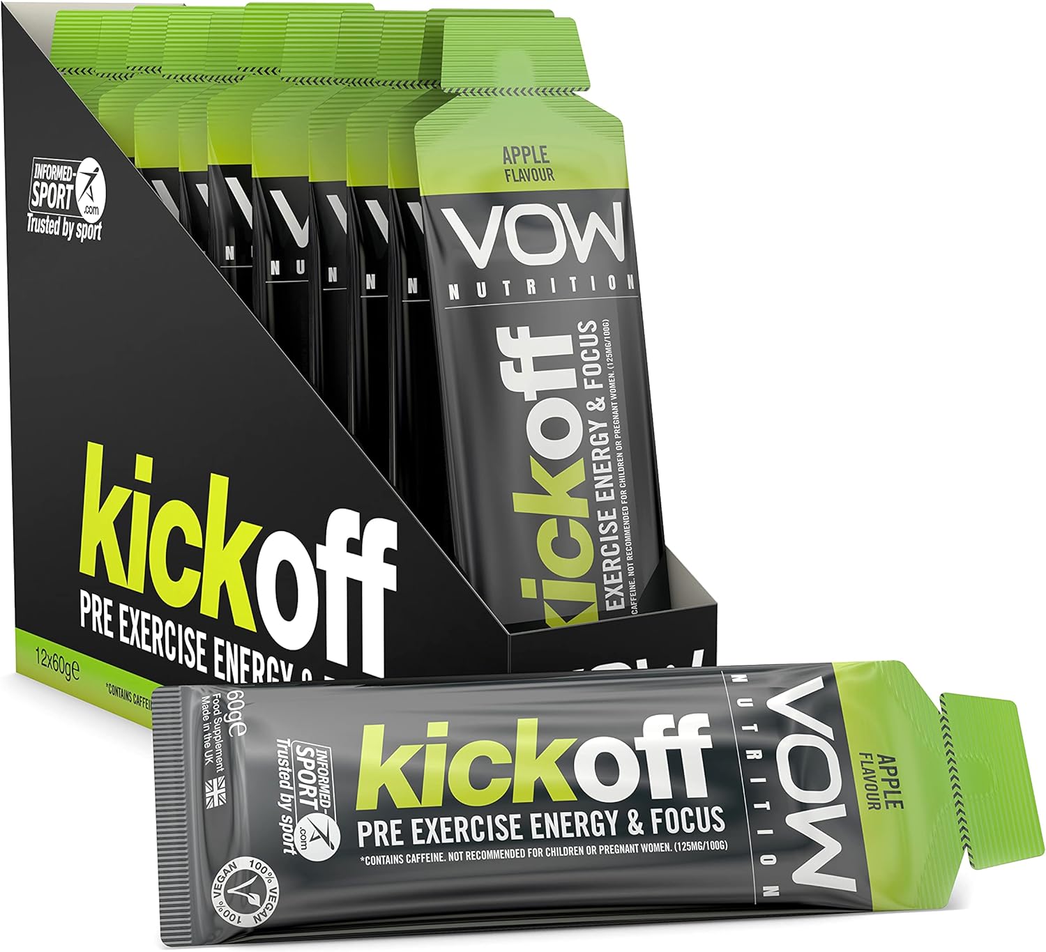 Vow Kick Off X 12 60G Energy Gels With 75Mg Caffeine, 22G Carbohydrate780 Grams