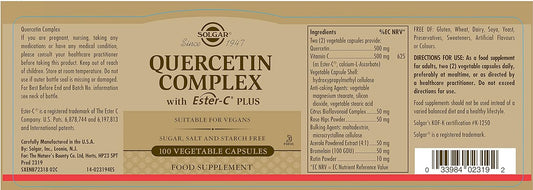 Solgar Quercetin Complex with Ester-C Plus, Unique Synergistic Formula