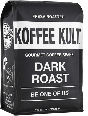 Koffee Kult Dark Roast Whole Bean Coffee - Small Batch Gourmet Aromatic Artisan Blend 100% Arabica Coffee Beans Organically Sourced (Dark Roast)