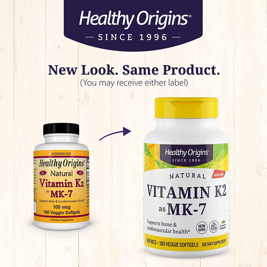 Healthy Origins Vitamin K2 As MK-7 Supplement, 100 mcg