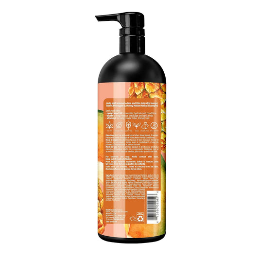 Hempz Biotin Hair Shampoo - Sweet Pineapple & Honey Melon - For Thin/Fine Hair Growth & Strengthening of Dry, Damaged and Color Treated Hair, Hydrating, Softening, Moisturizing - 33.8