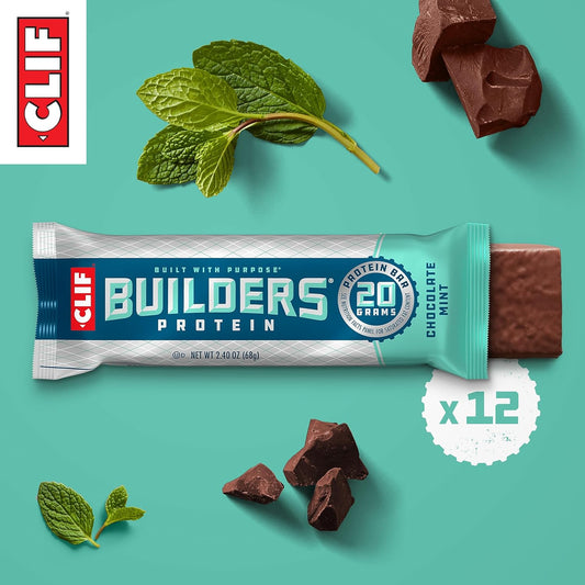 CLIF Bar Builders - Chocolate Mint Flavor - Protein Bars - Gluten-Free