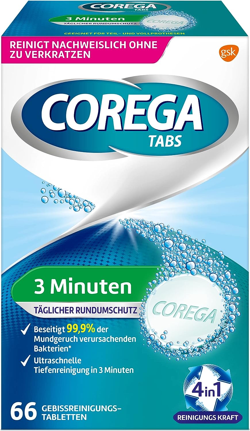 Corega Rapid Denture/Third Teeth Cleaning Sticks, 1x66 Teething Cleaning Tablets - Cleaning in 3 Minutes