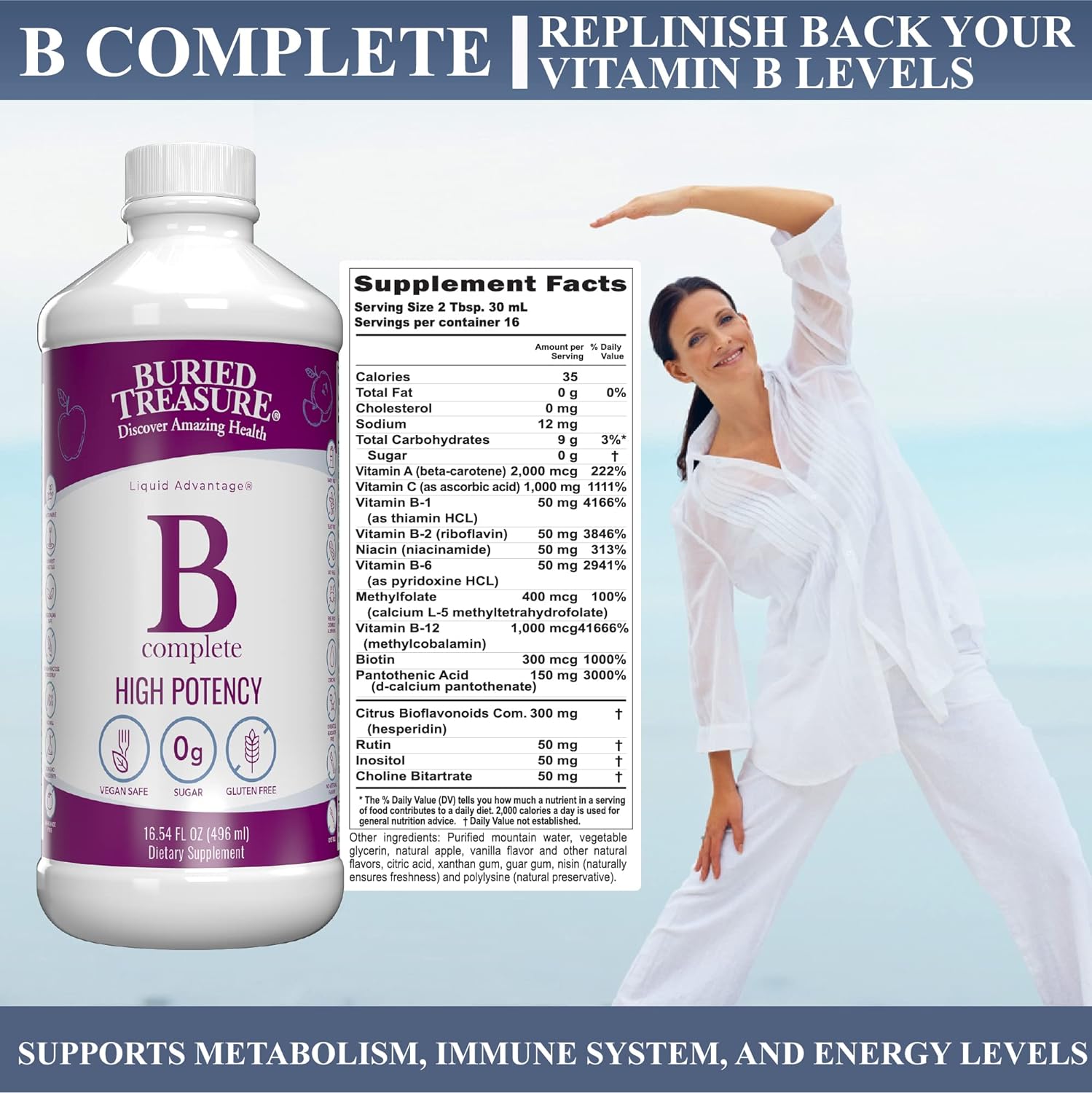 Buried Treasure B Complete High Potency All B Vitamins Liquid Suppleme
