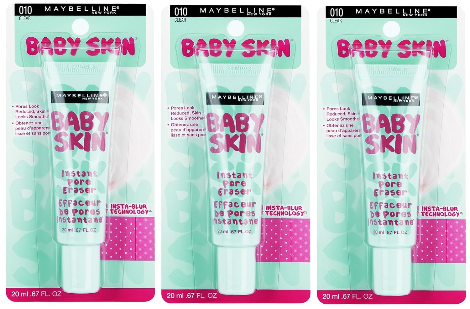 Maybelline Baby Skin Instant Pore Eraser Primer, Clear, 0.67   (Pack of 3)