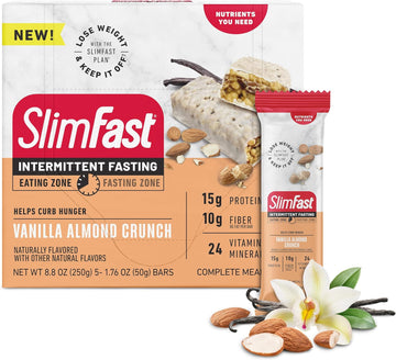 SlimFast Intermittent Fasting- Complete Meal Protein Bars, Vanilla Alm10.9 Ounces