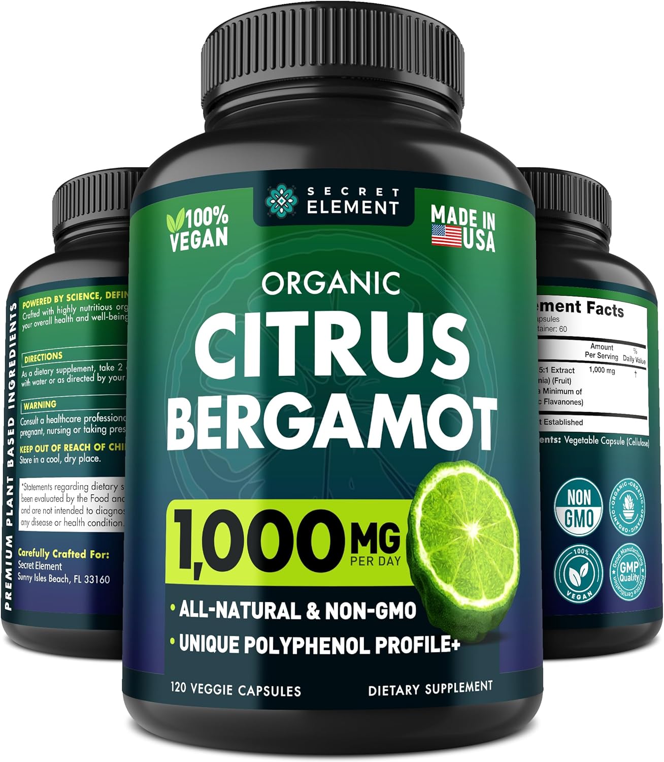 Citrus Bergamot Extract 1000Mg - Organic Citrus Bergamot Supplement For Heart, Immune System Support, And Healthy Aging