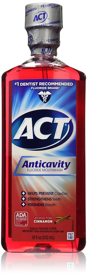 Accu-chek Compact Plus Act Alcohol Free Anticavity uoride Rinse, Cinnamon, 18 uid , 2 Count