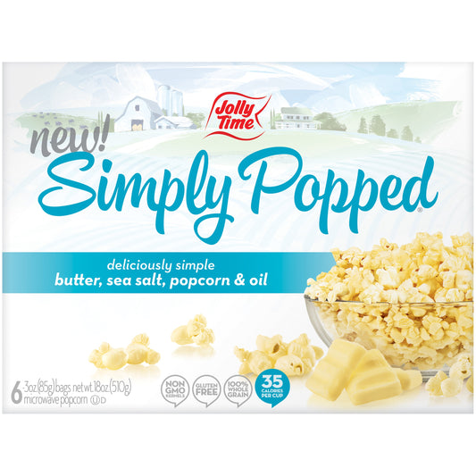 Jolly Time Simply Popped Butter Microwave Popcorn, 6 Ct