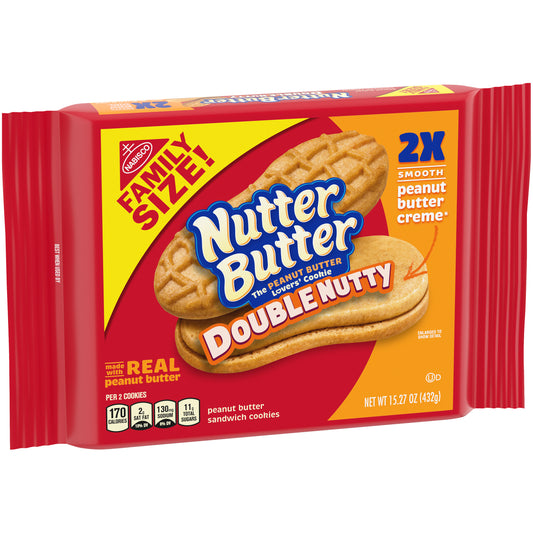 Nutter Butter Double Nutty Peanut Butter Sandwich Cookies, Family Size