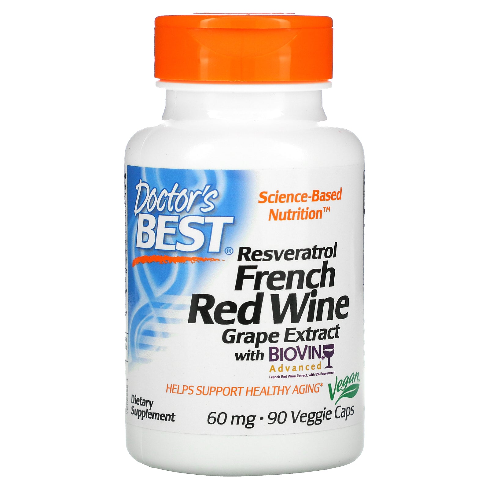 Doctor'S Best, Resveratrol French Red Wine Grape Extract, 60 Mg Veggie Caps