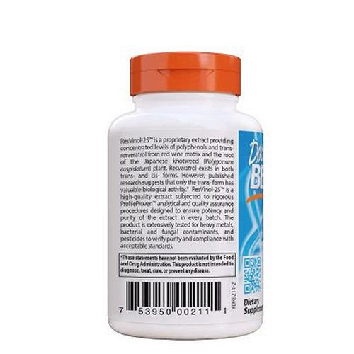 Trans-Resveratrol 200 with ResVinol-25 60 Veggie Caps By Doctors Best