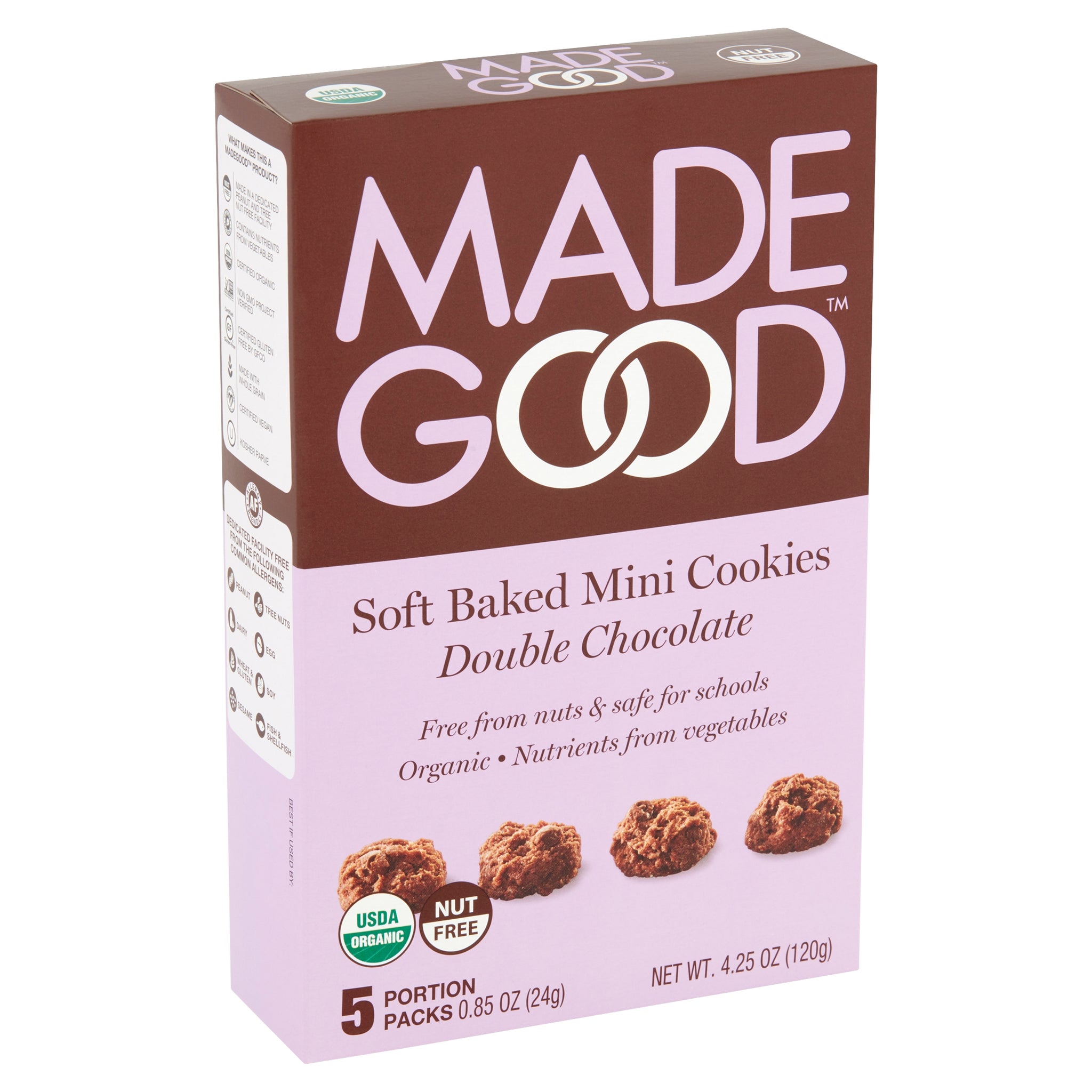 MadeGood Double Chocolate Soft Baked Mini Cookies, 5 count