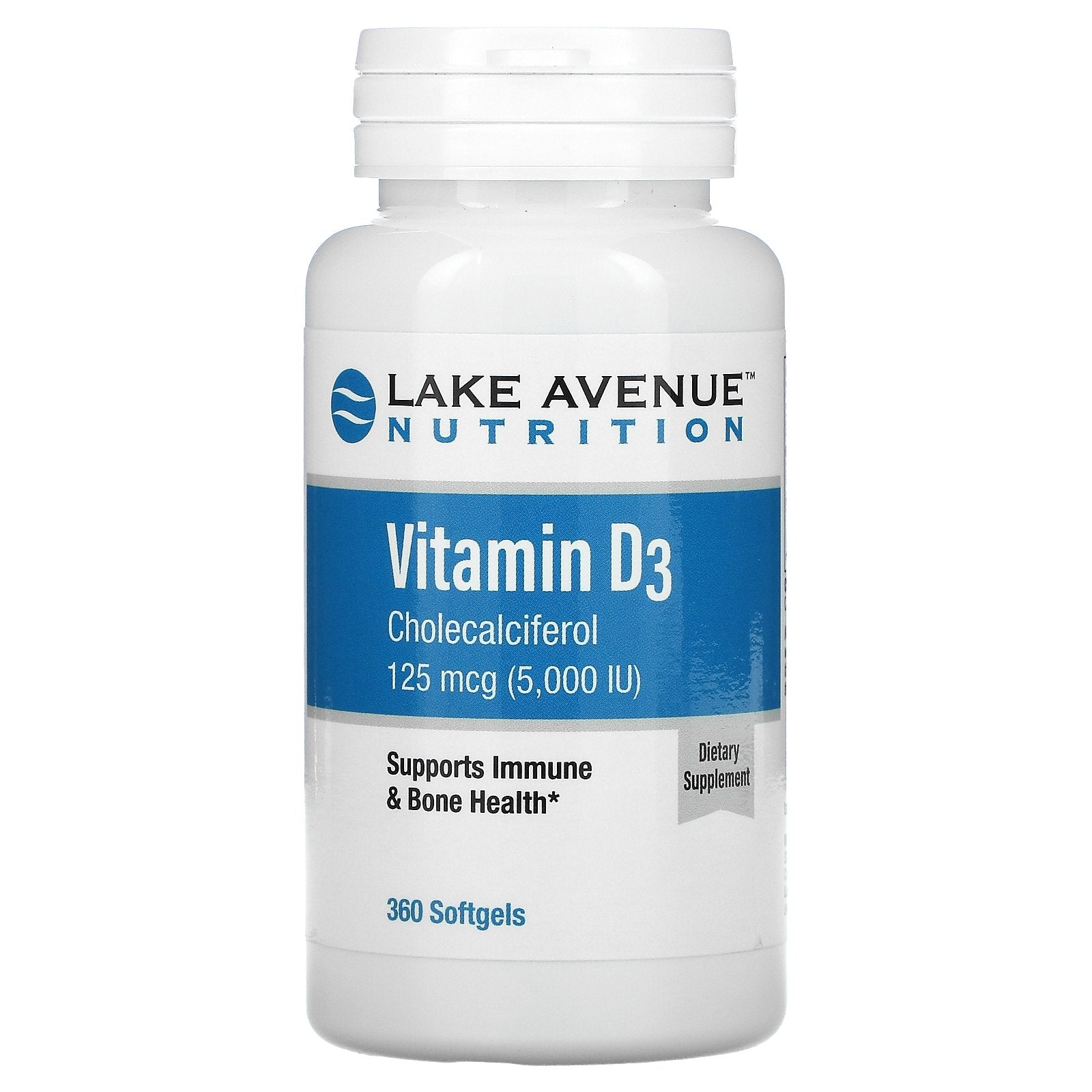 Lake Avenue Nutrition, Vitamin D3, 125 Mcg (5,000 Iu) Softgels