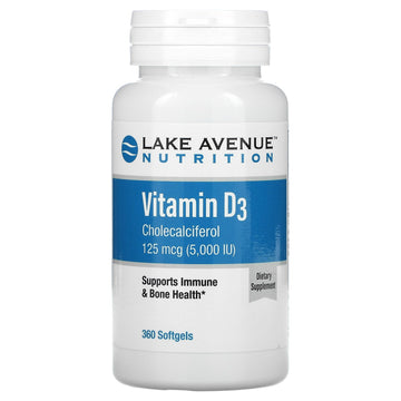 Lake Avenue Nutrition, Vitamin D3, 125 mcg (5,000 IU) Softgels