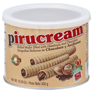Pirucream Rolled Wafer Filled with Chocolate and Hazelnuts