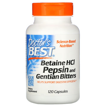 Doctor's Best, Betaine HCL Pepsin & Gentian Bitters Capsules