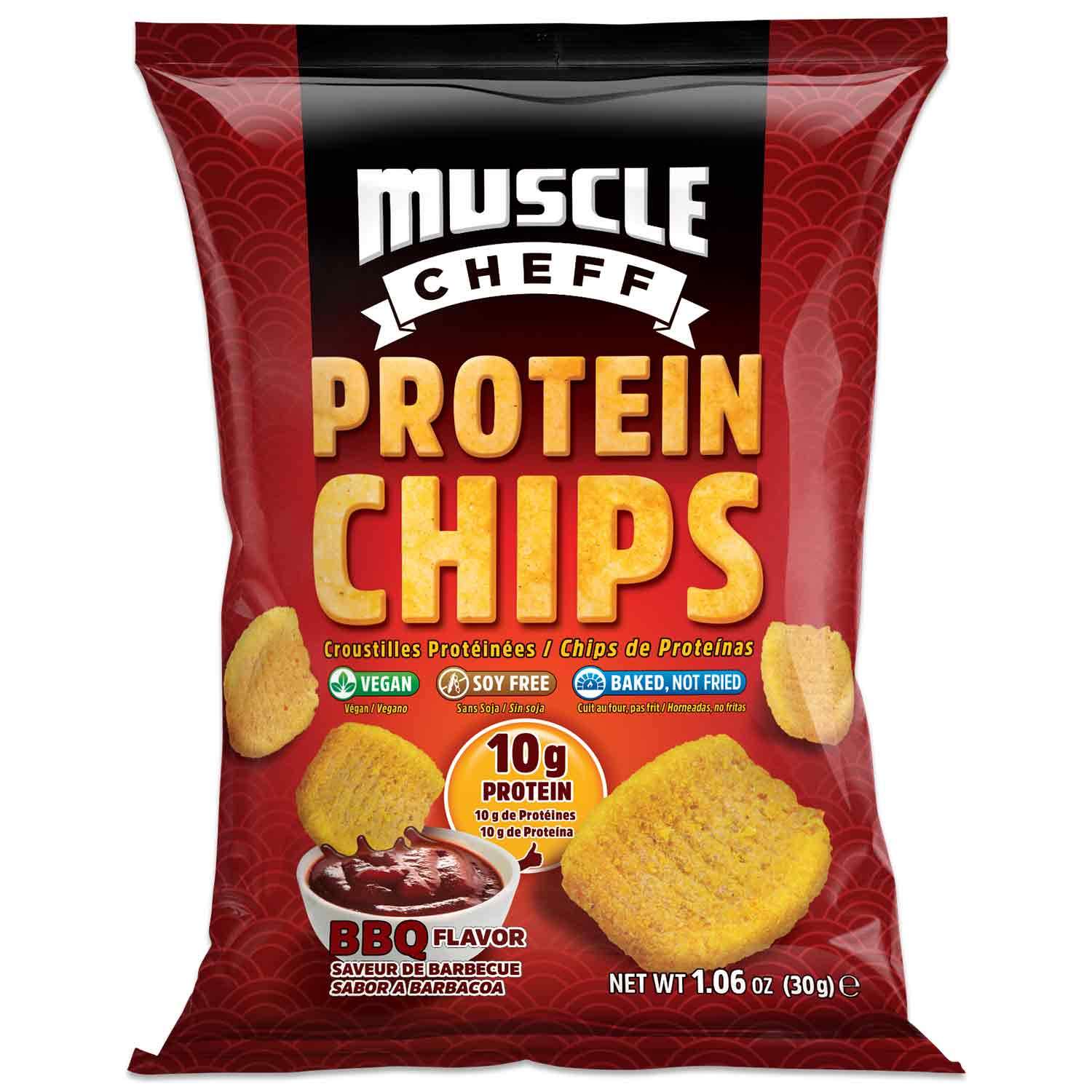 Protein Chips, Soy Free, Muscle Cheff, Fully Baked Pea Protein Chips, High Protein and Fiber, Low Carb, Keto (BBQ )