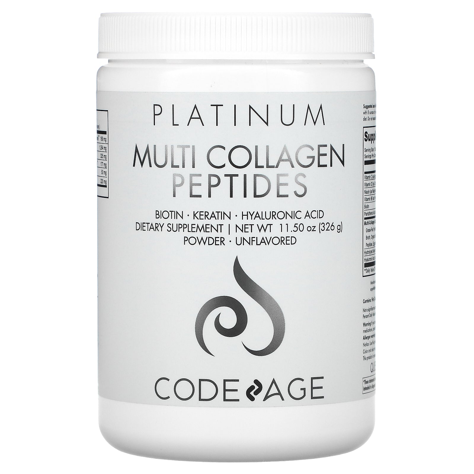 CodeAge, Platinum, Multi Collagen Peptides Powder, Unflavored