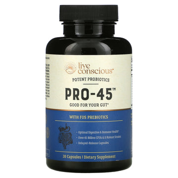 Live Conscious, Pro-45, With FOS Prebiotics Capsules