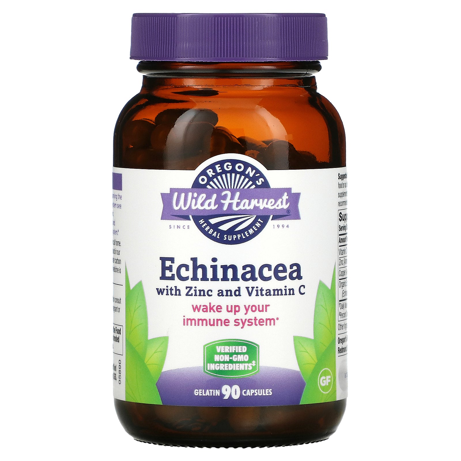 Oregon's Wild Harvest, Echinacea with Zinc and Vitamin C, Gelatin Capsules