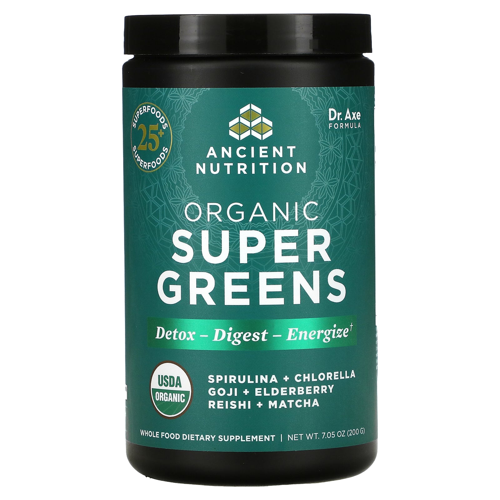 Dr. Axe / Ancient Nutrition, Organic Super Greens (200 g)