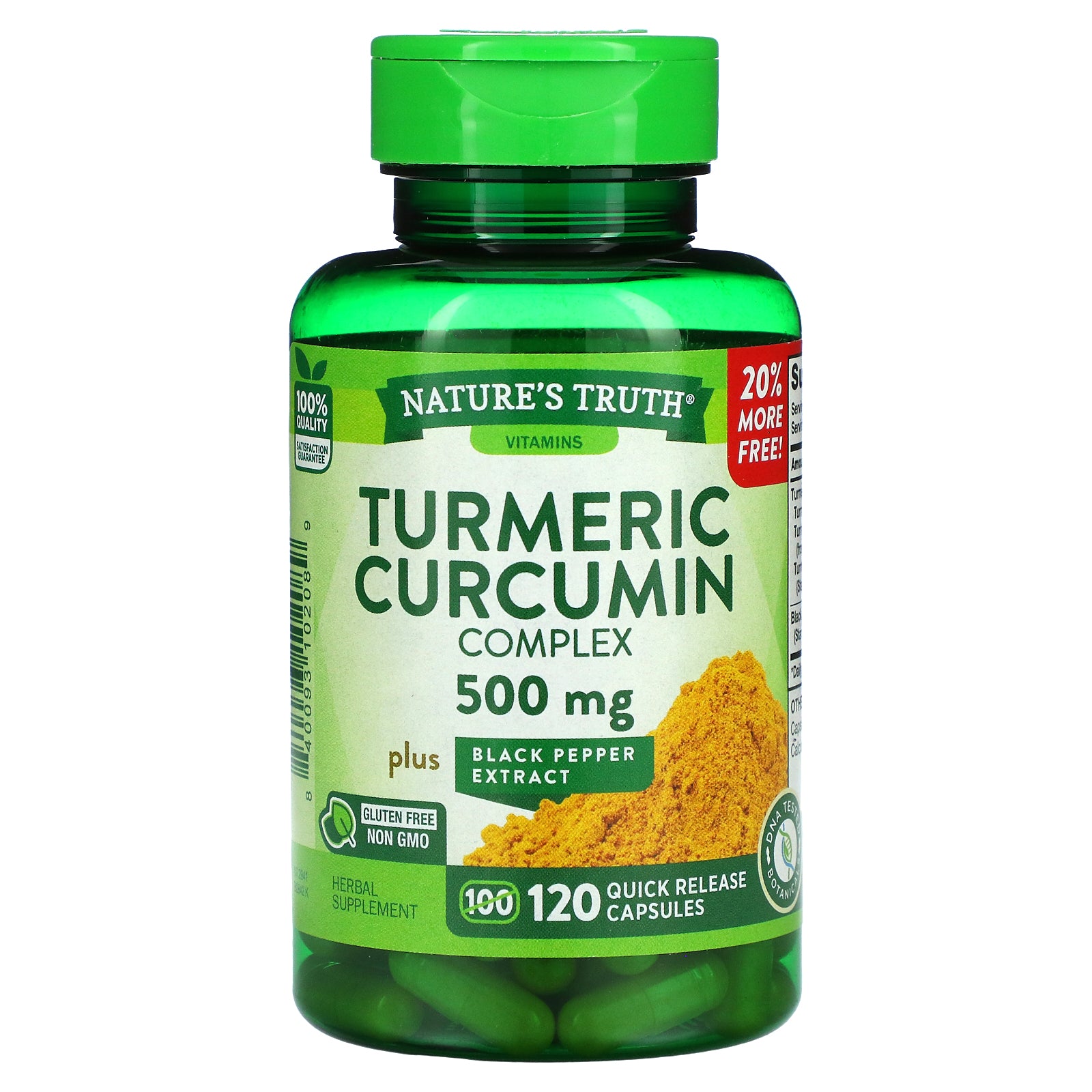 Nature'S Truth, Turmeric Curcumin Complex Plus Black Pepper Extract, 500 Mg Quick Release Capsules