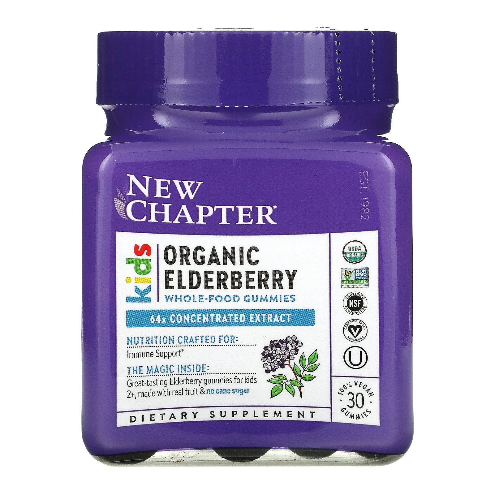New Chapter, Kids Organic Elderberry Whole-Food Gummies, Ages 2+, Vegan Gummies