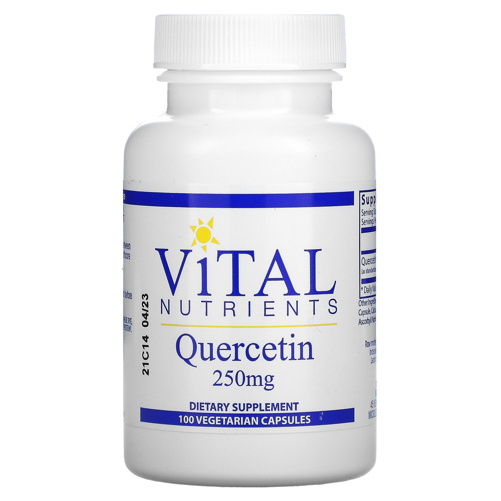 Vital Nutrients, Quercetin, 250 Mg, 100 Vegetarian Capsules
