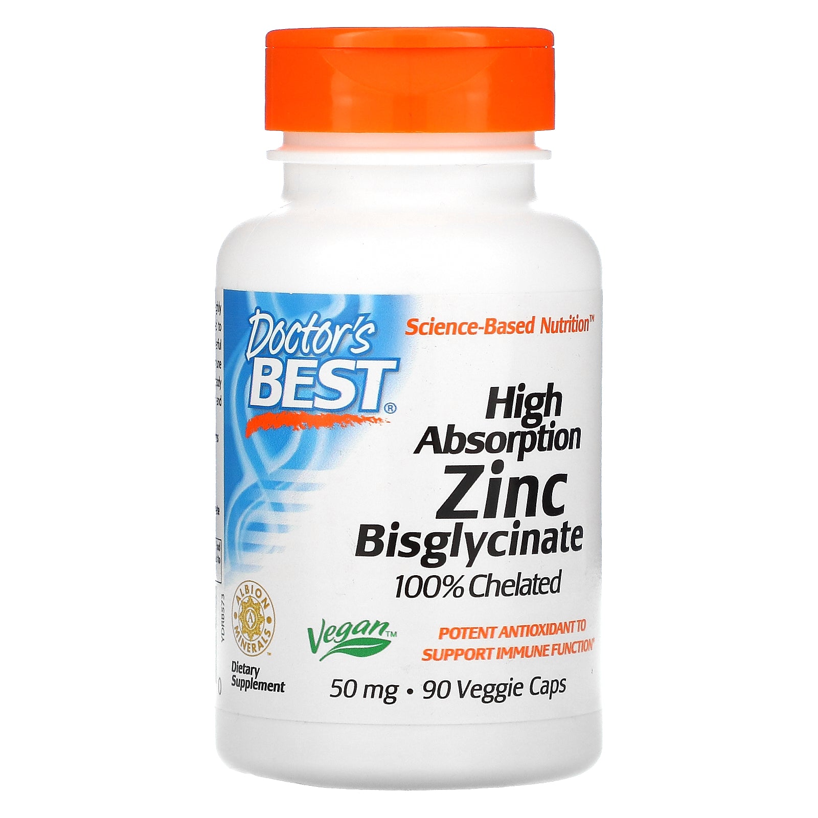 Doctor's Best, High Absorption Zinc Bisglycinate, 100% Chelated, 50 mg