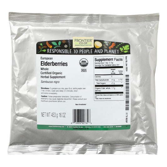 Frontier Co-Op, Organic Whole European Elderberries (453 G)