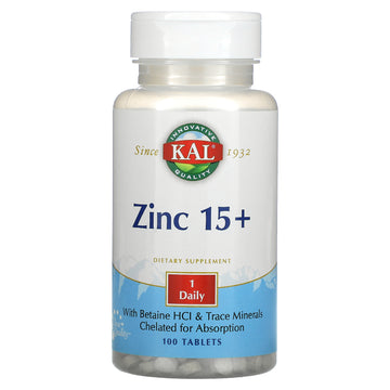 KAL, Zinc 15+ with Betaine HCL & Trace Minerals