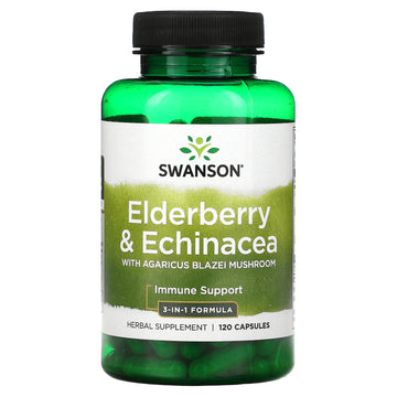 Swanson, Elderberry & Echinacea with Agaricus Blazei Mushroom, Capsules