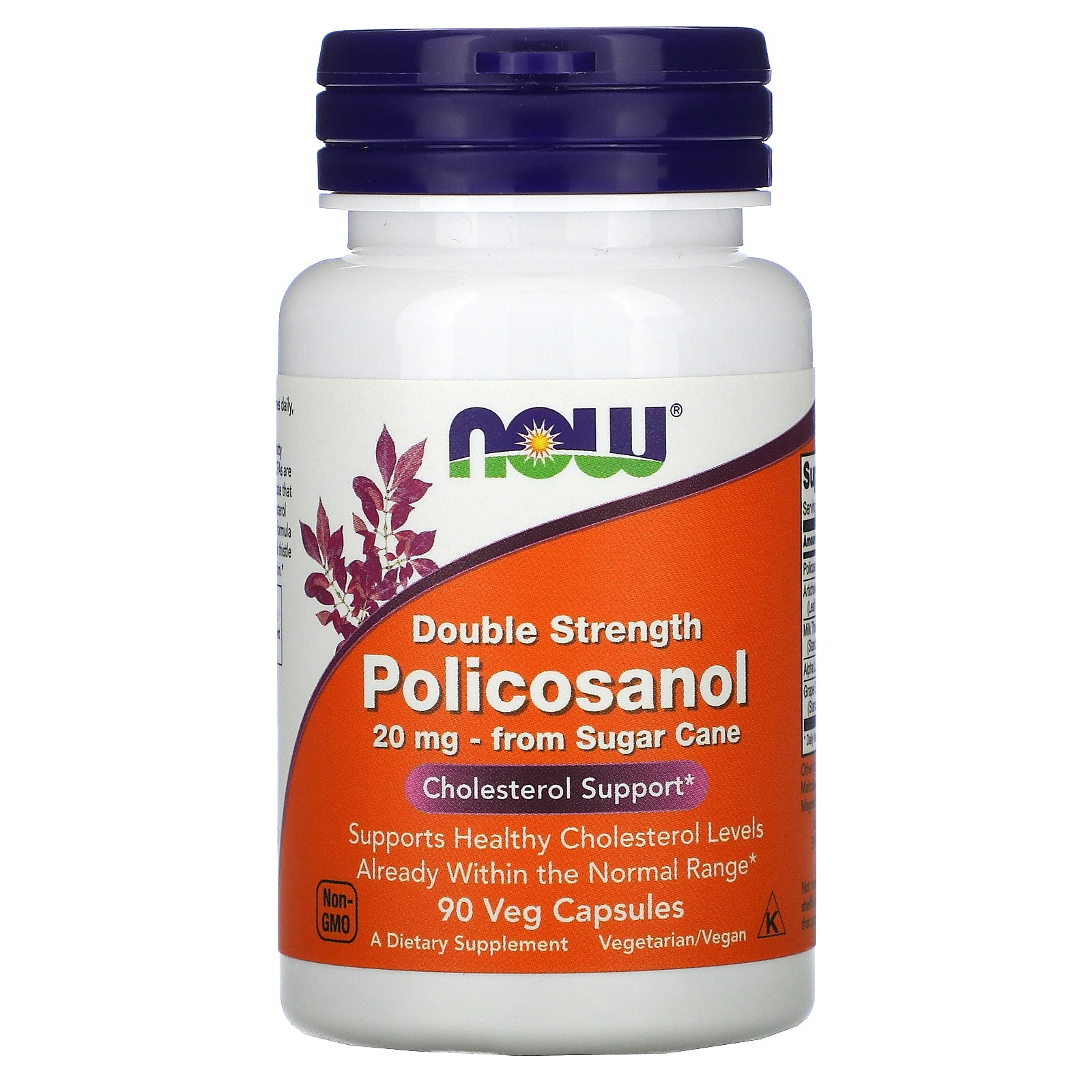 NOW Foods, Double Strength Policosanol, 20 mg  Veg Capsules