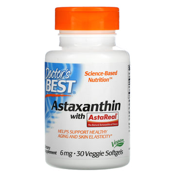 Doctor's Best, Astaxanthin with AstaReal, 6 mg Veggie Softgels