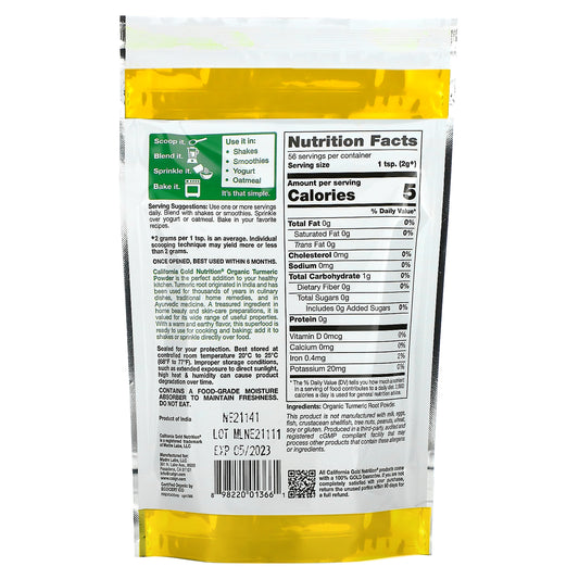 California Gold Nutrition, SUPERFOODS, Organic Turmeric Powder