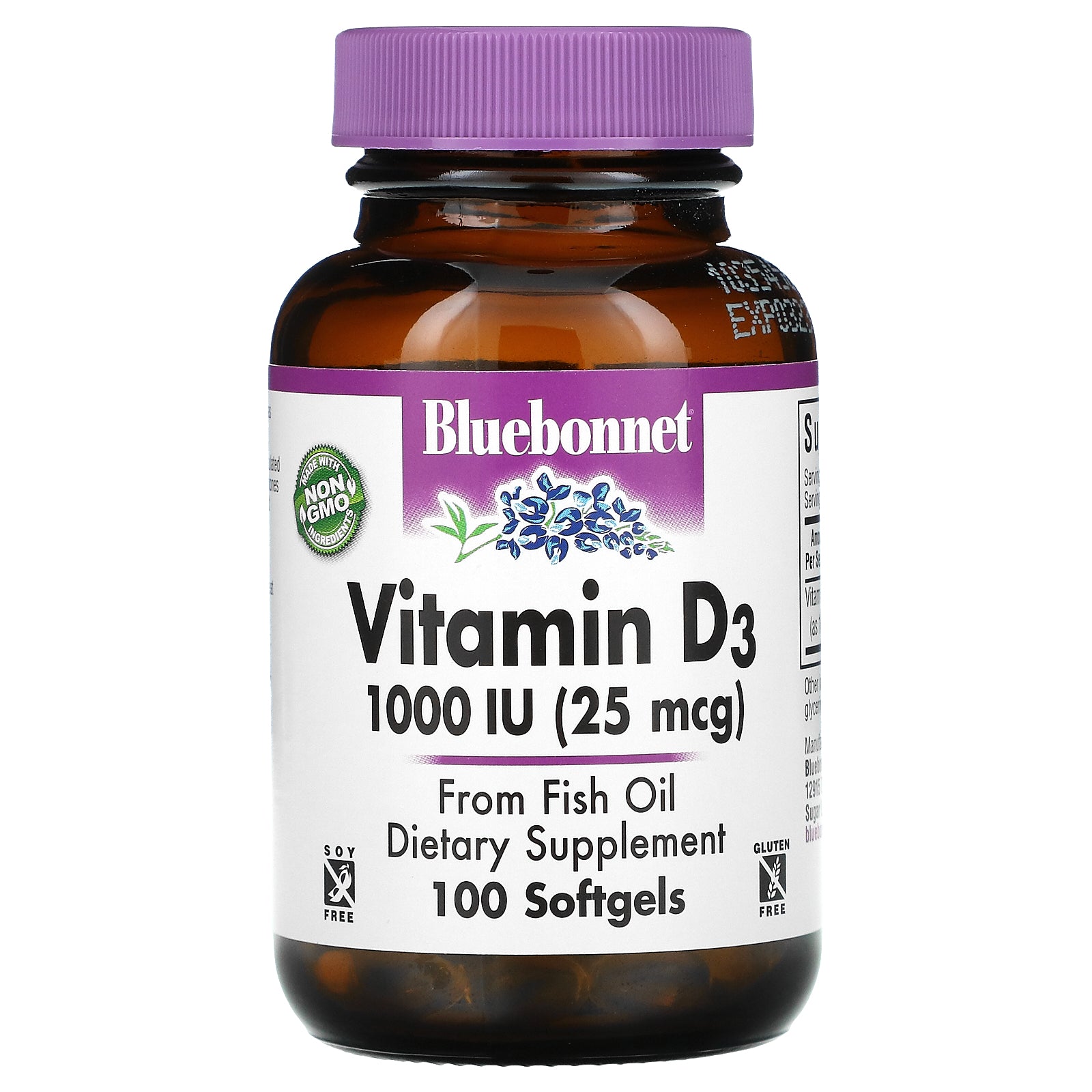 Bluebonnet Nutrition, Vitamin D3, 25 Mcg (1,000 Iu), Softgels