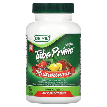 Deva, Tuba Prime Vegan Multivitamin, Iron Free, High Potency